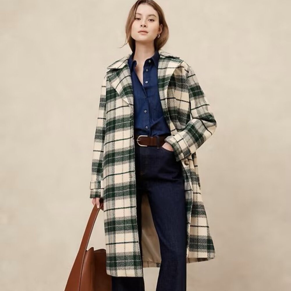 Banana Republic Plaid Coat NWT